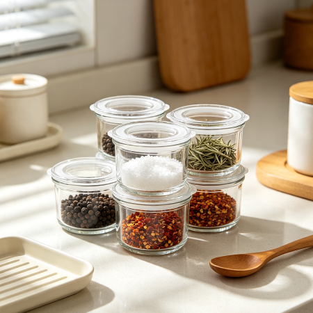 Stackable Glass Seasoning Jars For Kitchen Organization